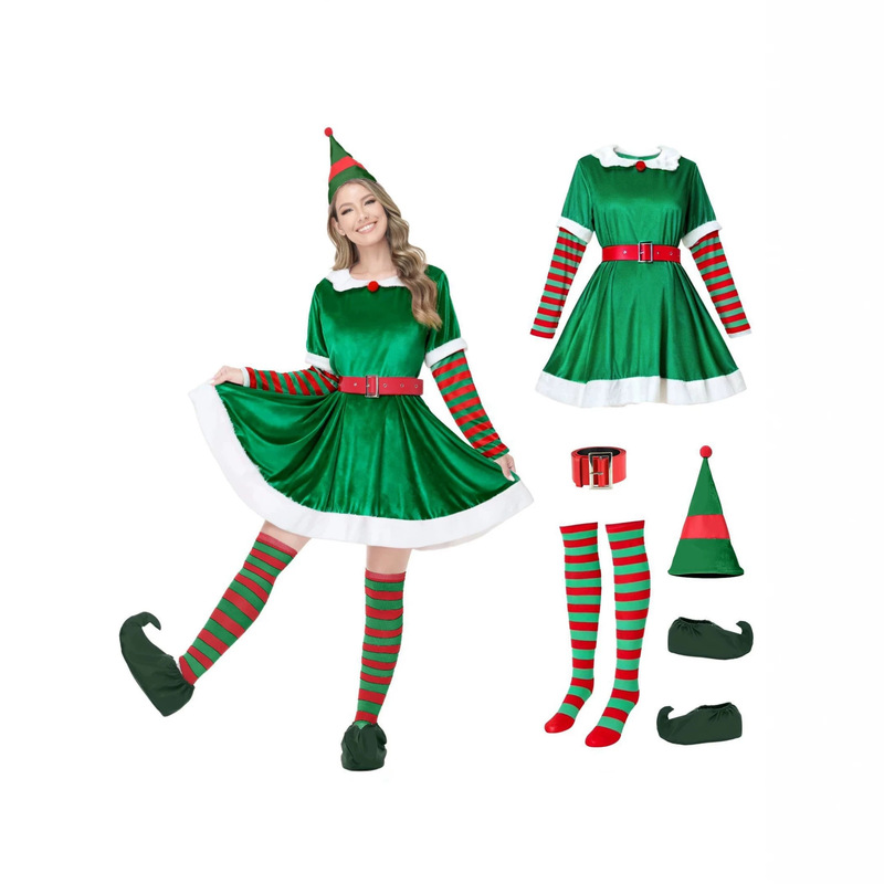New Christmas performance costume role-playing game themed outfit women's Christmas elf dress New Christmas performance costume role-playing game themed outfit women's Christmas elf dress