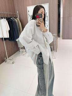 Blogger Fan Fashionable Handsome Collar Loose One Button Striped Shirt Fashionable Niche Slimming Casual All-Match