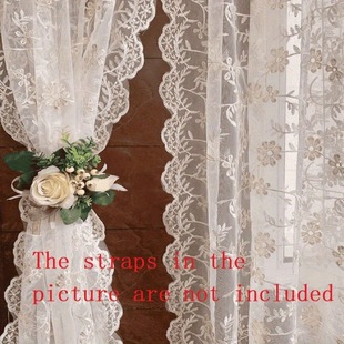 Pastoral Lace White Gauze Decorative Curtain Rod Amazon Retro Romantic No-Drill Installation