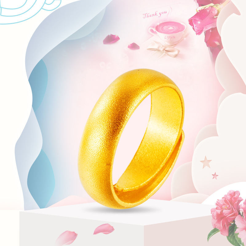 Classic Imitation 24K Gold Ancient Ring Opening Men's and Women's Couple Rings Fashion Heritage Vietnamese Sand Gold Jewelry