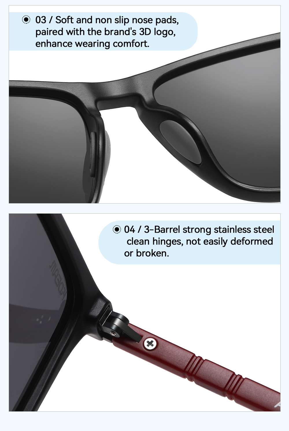 KDEAM New Large Size Square Polarized Sunglasses Outdoor UV Protection Fishing Driving Glasses KD705-PLUS