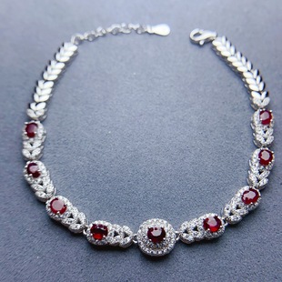Factory wholesale explosions natural ruby bracelet S925 silver inlaid with the main stone 3*4 selling Europe and the United States a generation of hair