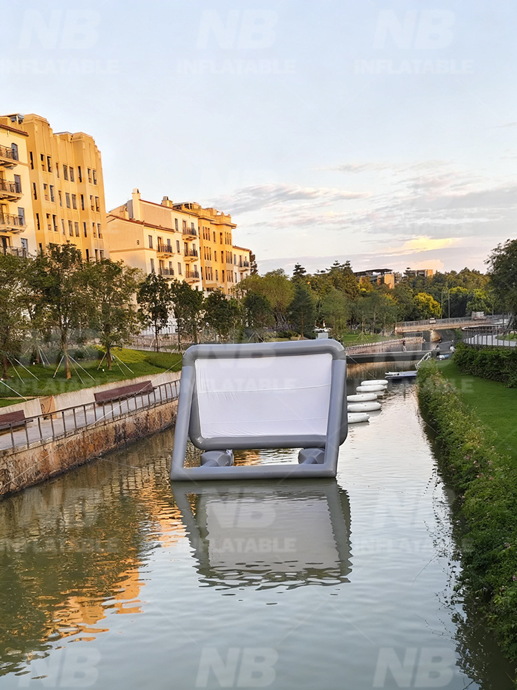 Pantalla inflable al aire libre gran cortina móvil comercial de proyección de aire cerrado agua escénica tela de película publicitaria