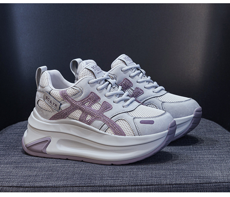 Giày sneaker nữ đế dày tăng chiều cao phong cách dad shoes mới thu 2026 — M2931 màu đen, M2931 màu nâu, M2931 màu xám chi tiết 29