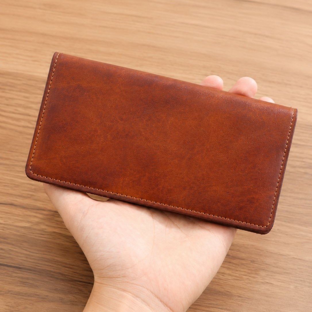 Vintage genuine leather fashion clutch wallet, passport holder, high-end first-layer cowhide wallet with multiple card slots and card holder