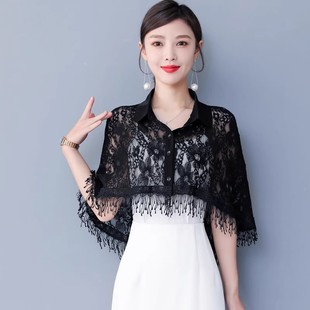 Vintage Tassel Embroidered Lace Shirt Women's Cheongsam Shawl Jacket Fashion Lapel Poncho Shirt Small Cardigan