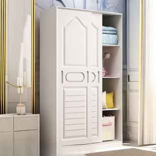 Wardrobe Solid Wood Home Bedroom Small Apartment Sliding Door Children's Small Wardrobe Girl Baby Baby Storage Cabinet Aoyue