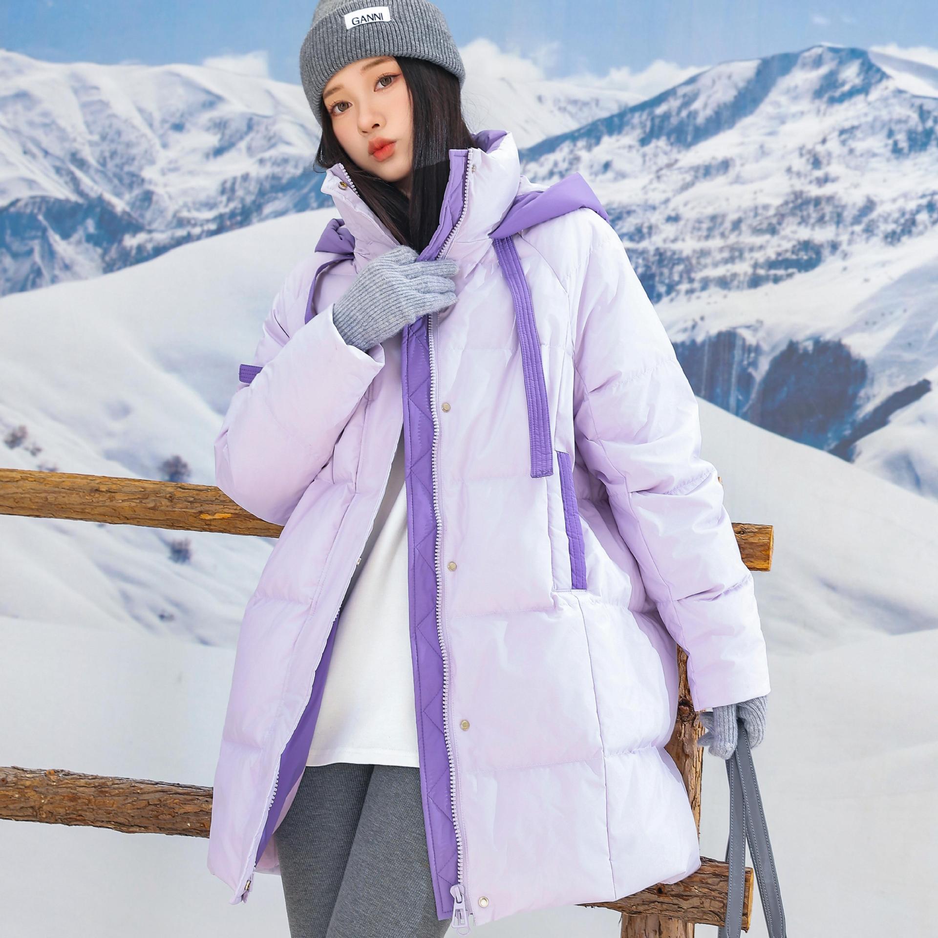 2024新款胖妹妹200斤加肥加大特大码孕妇中长款羽绒服女飘带2435