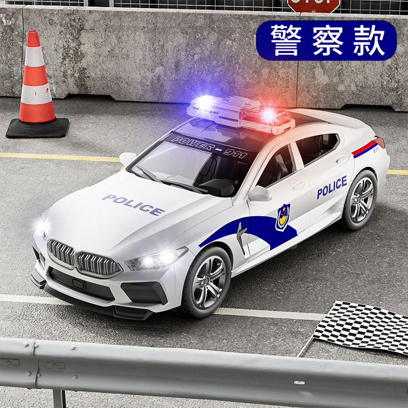 新款仿真声光警车模型儿童特警车大号特车模惯性可开门摆件玩具车|undefined