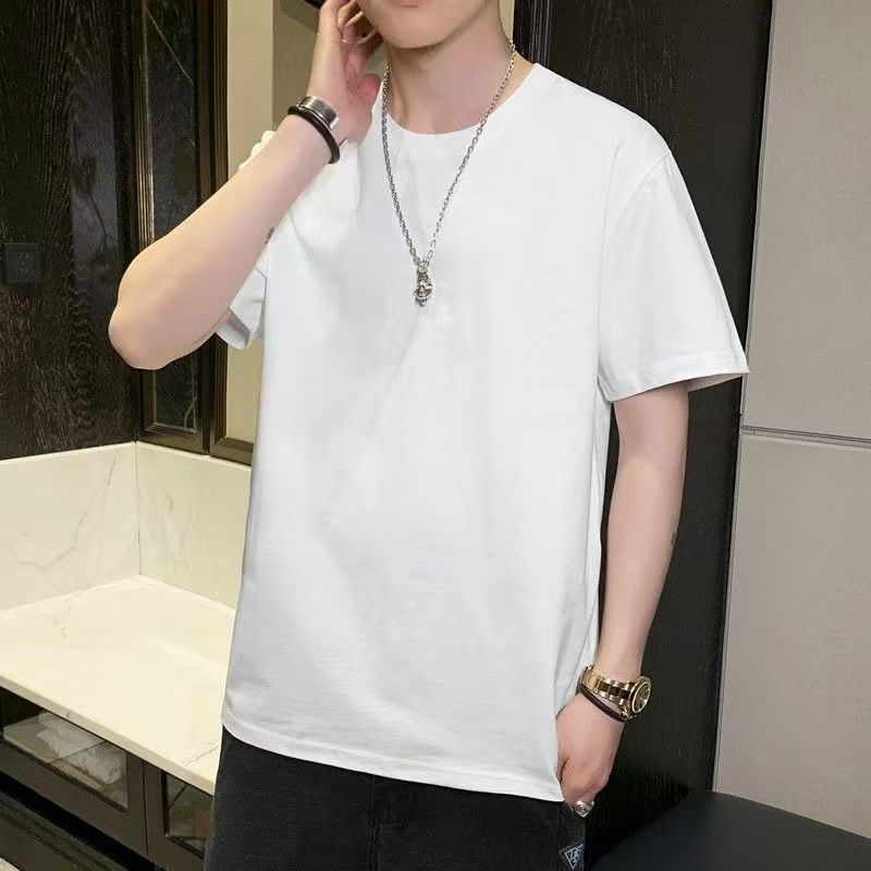 Camiseta de manga corta para hombre guapo Camiseta de manga corta de seda de hielo para hombre Camiseta de verano de cuello redondo camisa de fondo casual Camiseta corta para hombres