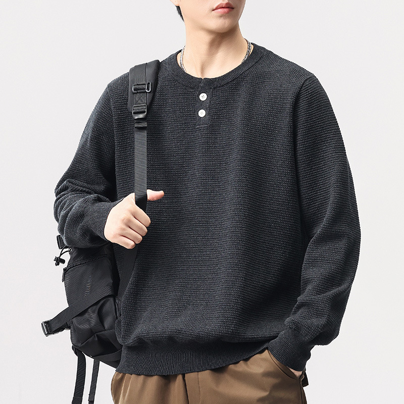 2025 Trendy Brand Handsome Relaxed Casual Tops for Men Autum New Japanese Style Retro Versatile Casual Knitwears