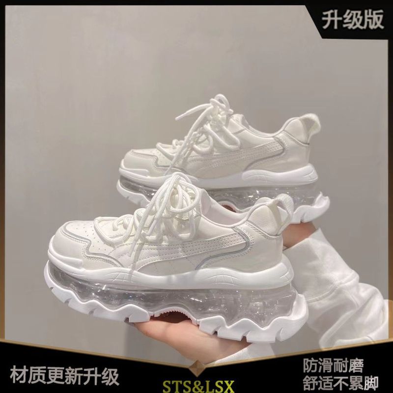 欧货2025年春秋新款皮面系带运动休闲女鞋松糕厚底增高气垫老爹鞋|undefined