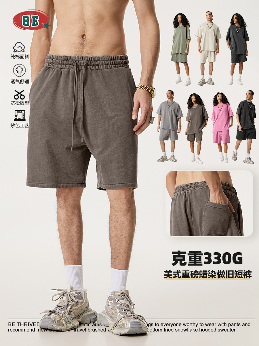 Pantalones cortos casuales de estilo americano lavados de algodón de cinco puntos, transpirables para uso diario image 1