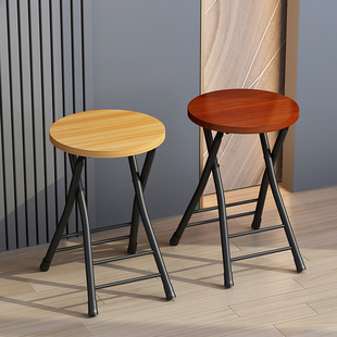 Iron Material Backless Design Portable Dining Chair Folding Chair Household High-Legged Small Round Stool Folding Chair