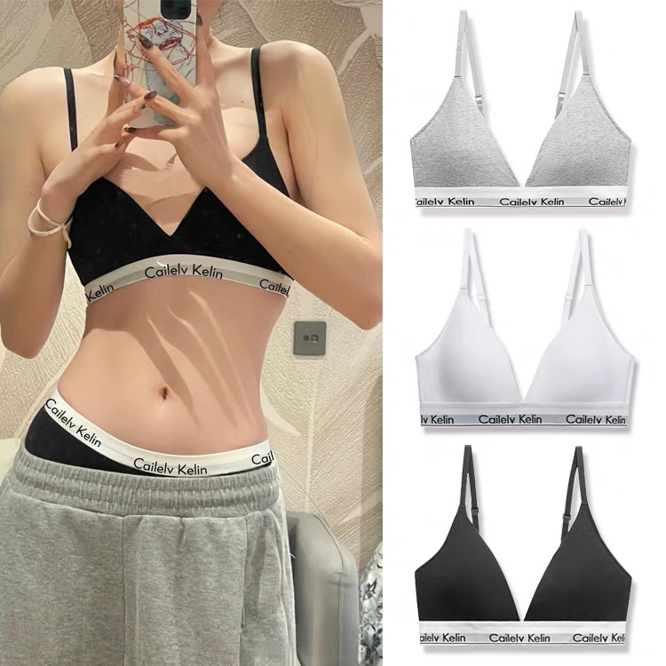 Ck& Women's Underwear Push-Up Wireless Camisole Triangle Cup Sports Vest Set Puberty Underwear