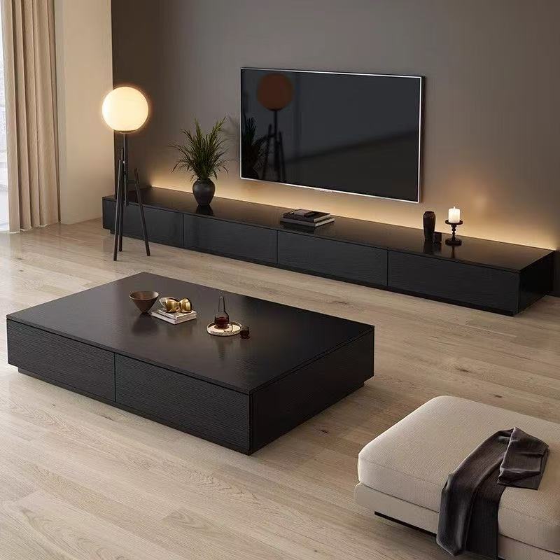 Jmo Tv Cabinet Coffee Table Italian Black Wooden Home Living Room Small Apartment Coffee Table Tv Cabinet Floor Cabinet Combination
