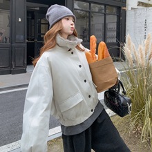 大毛领米白色羽绒服2025女冬加厚外套巨好看韩系小个子短款派克服