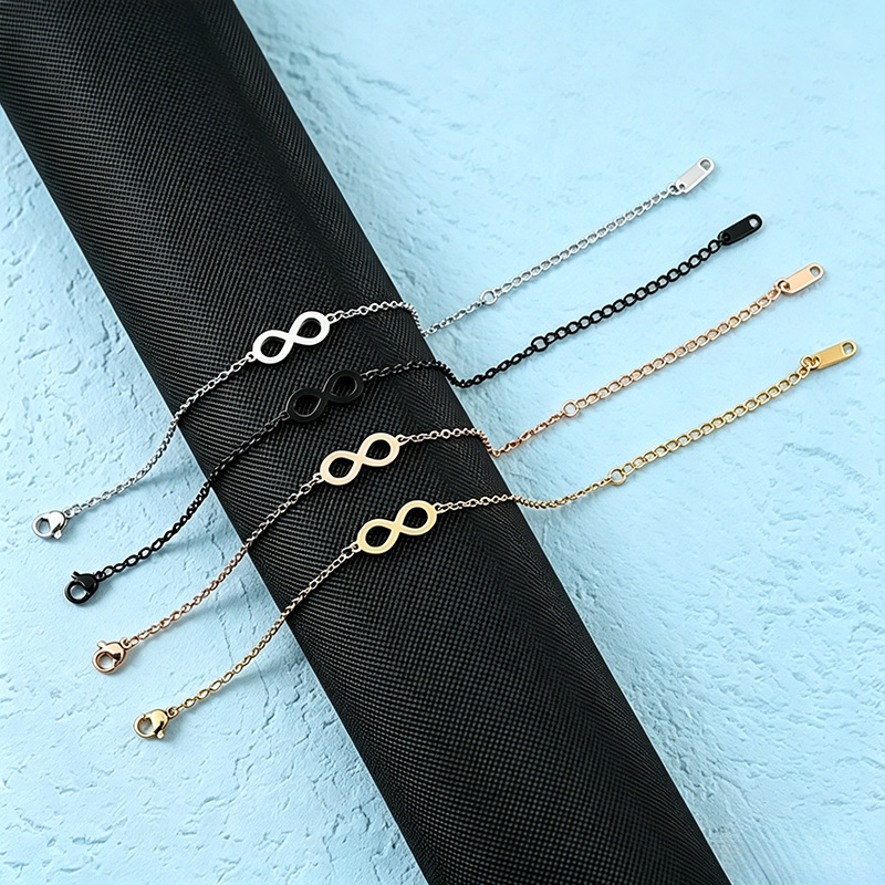 European and American Cross-Border In-Stock Flat Cross Chain Infinity Symbol Stainless Steel Bracelet, Personalized Simple Lucky Number 8 Bracelet