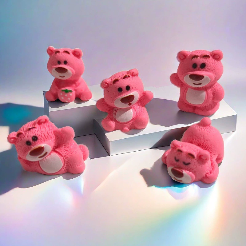 Трехмерная смола, мультяшный клубничный медведь, цепочка для мобильного телефона, крышка чашки, украшение, кремовый клей, DIY дисплей, автомобильные настольные украшения