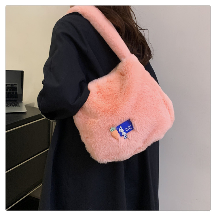 Plush tote for women's trendy and fashionable shoulder bag, plush crossbody bag_voghion.com