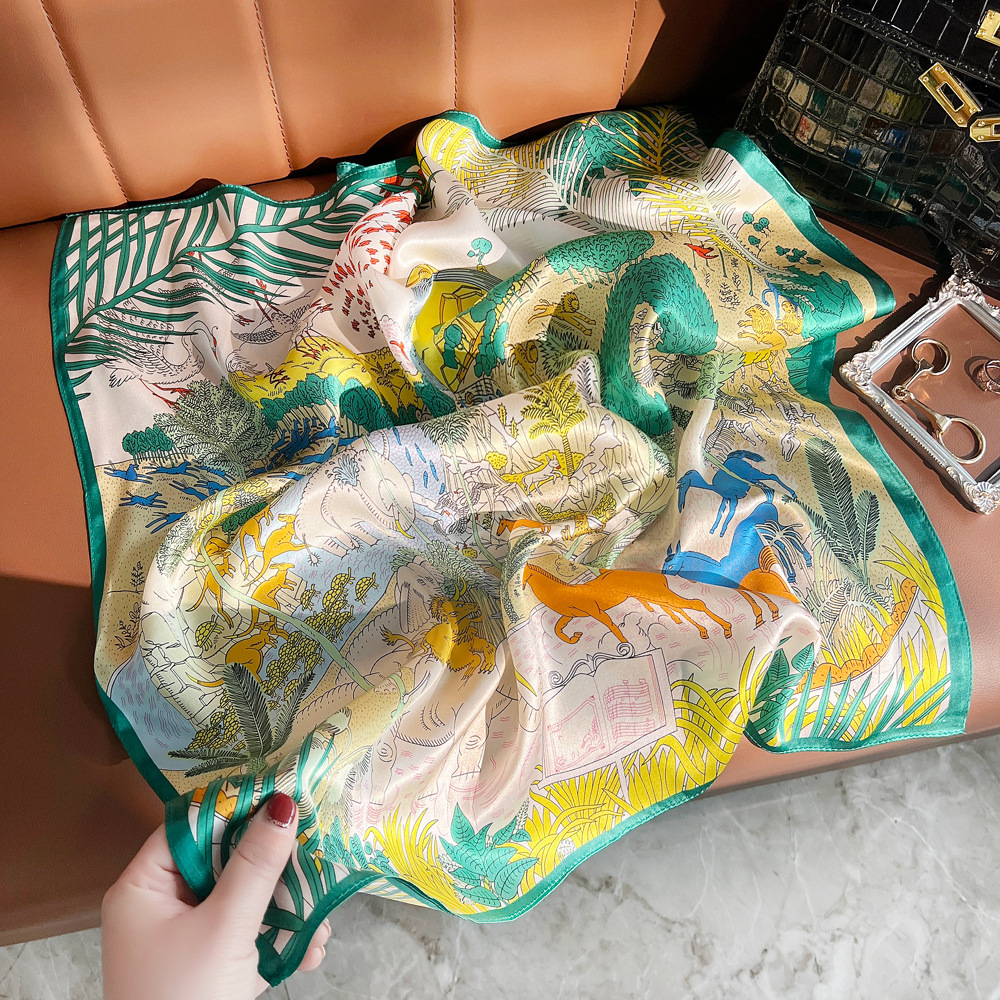 白黒の幾何学のストライプの韓国版の百合のシルクのスカーフの桑のシルクのスカーフの女性の春夏のファッションの薄いタイプのスカーフの贈り物