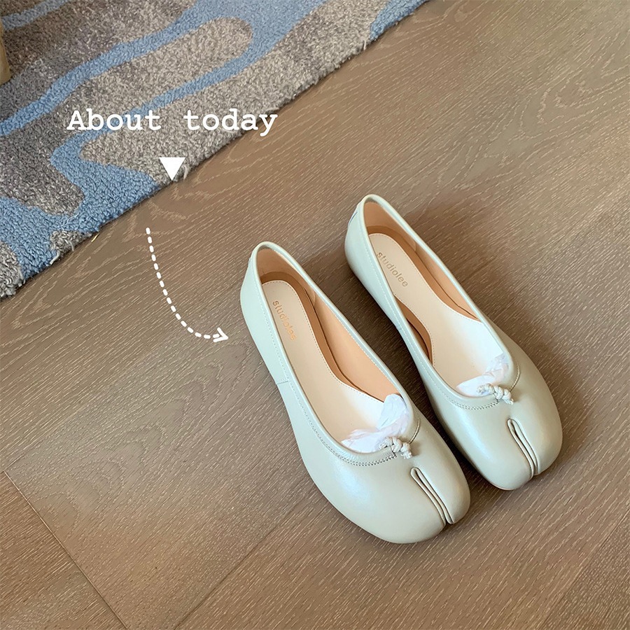 Grape Mom Studiolee Evening Breeze Gentle Cute Slimming Pig Trotter with Soft Toe Bottom Shallow Mouth Flat Single-layer Shoes for Women