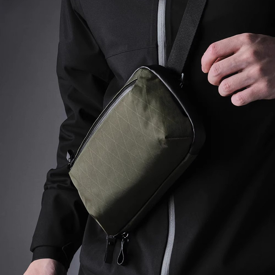 New cross-border multifunctional zipper shoulder bag, workwear waterproof quilted chest bag, functional single-shoulder crossbody bag for commuting