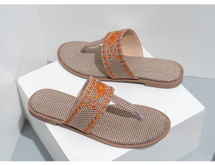 Cfxxy-149 žabky zahraničního obchodu, módní výšivky, pantofle, dámské pantofle, plážové lněné sandály, dámské boty_voghion.com