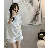 Net Red Fashion Easual Спортивный набор женский летний 2024 новый белый футболка шорты из двух частей