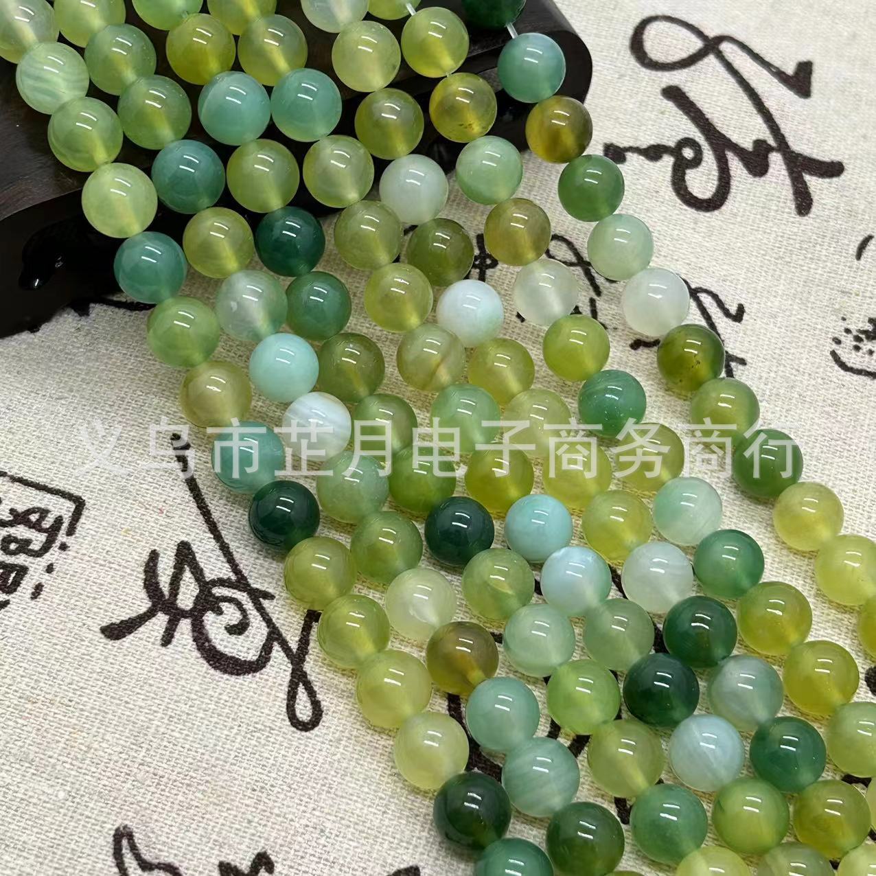 天然綠葡萄瑪瑙散珠 蘋果瑪瑙圓珠diy手工串珠飾品配件廠家直供