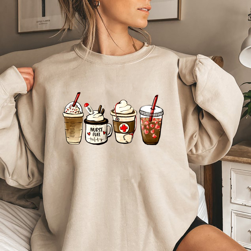 Nurse Fuel Coffee Sweatshirt Iced Coffee Graphic Pullover