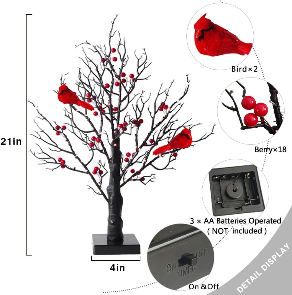 Glowing Red Bird Wrapped Tree Decoration For Living Room And Bedroom Atmosphere Arrangement Styling LED Color Light_voghion.com