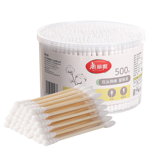 Meliya double-headed cotton swabs, ear-picking cotton swabs, round-headed cotton swabs, 500 pieces, wholesale in department stores