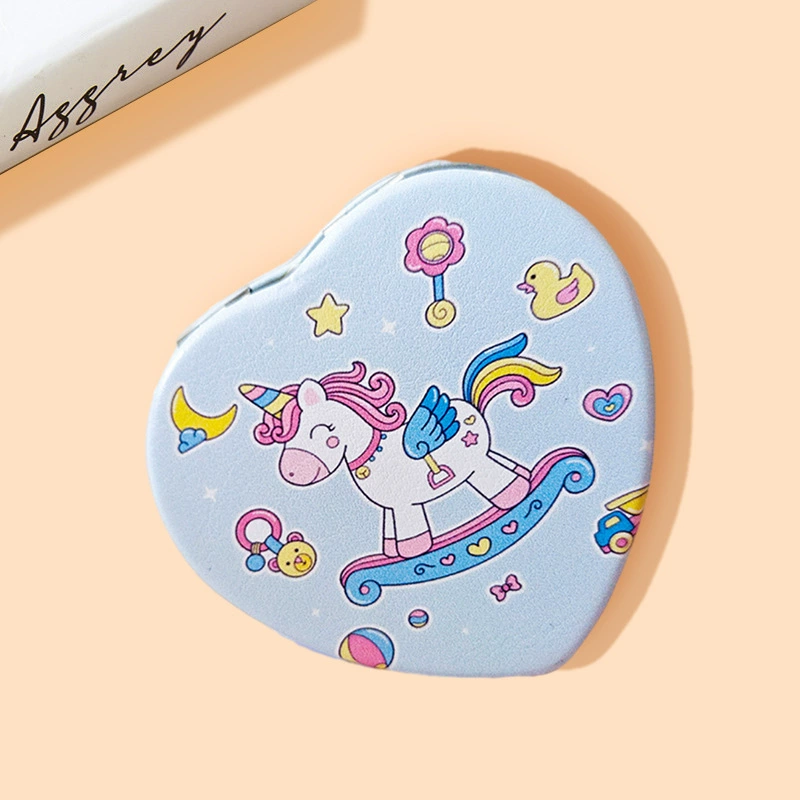 Double-sided Folding Handheld Mirror, Heart Pocket Design, Portable for Elementary Students