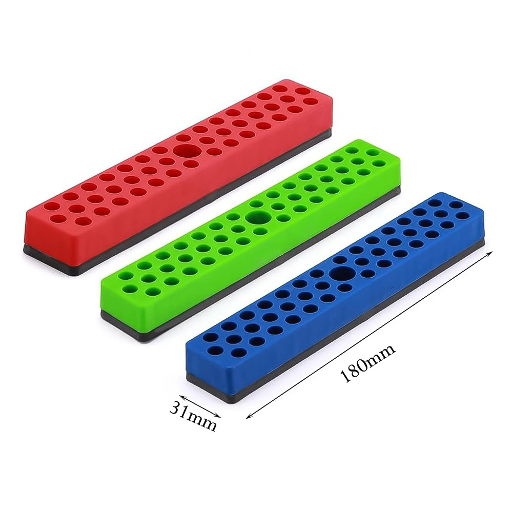 跨境批头磁性收纳座三色六角位组织器钻头铣刀分类五金工具收纳架