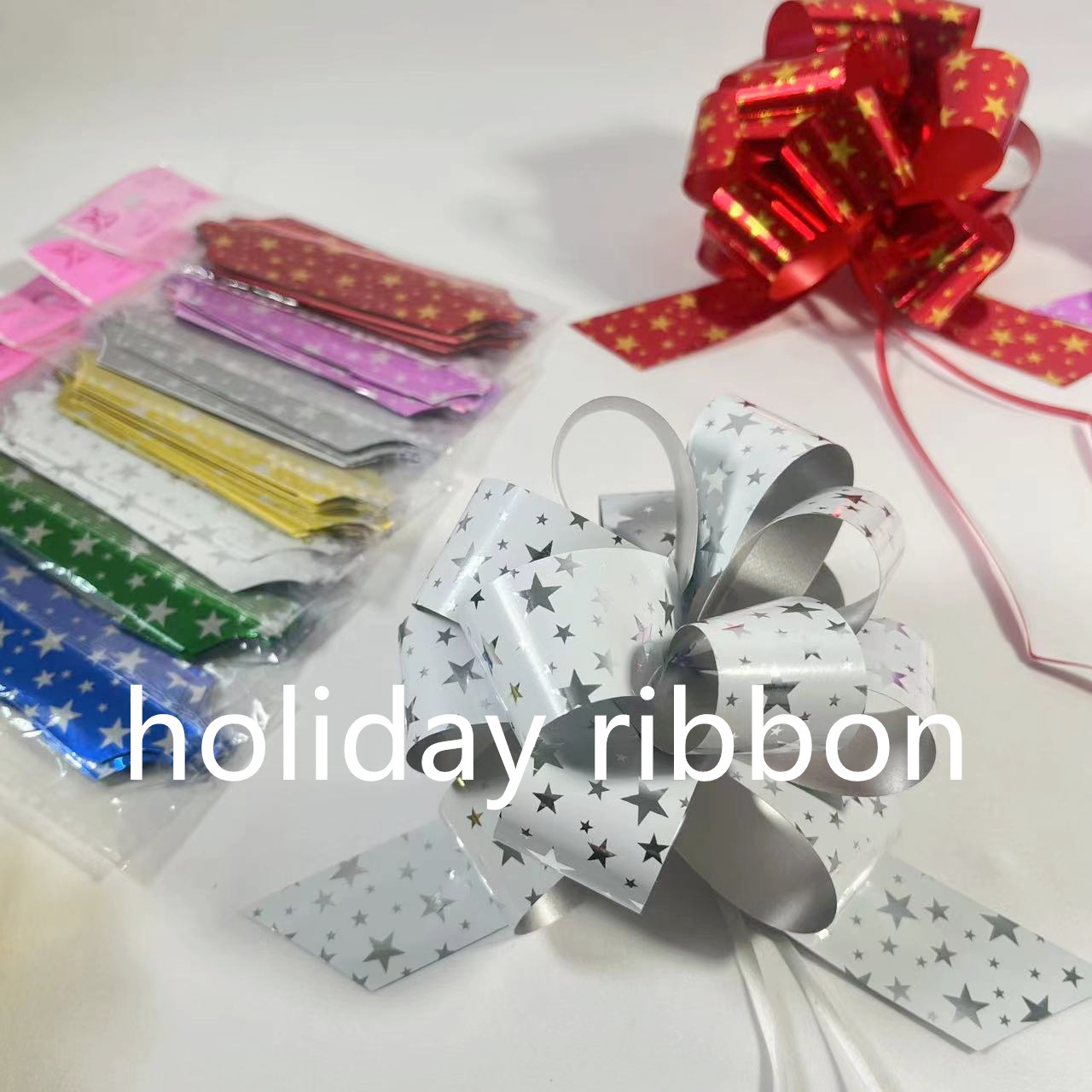 Navidad personalizada caja de regalo de fiestas decoración de flores de mano bola de patrón de estrella de cinta de color esférica de mano