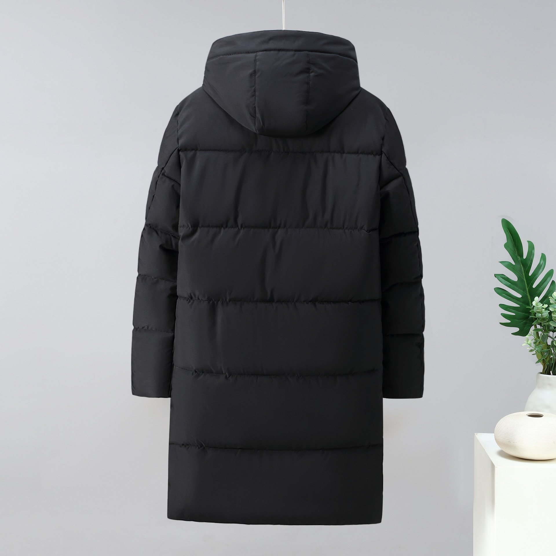 Men's Clothing Thickened long men's Silk cotton jacket winter hat outdoor windproof warm knee length thick men's cotton jacket_voghion.com