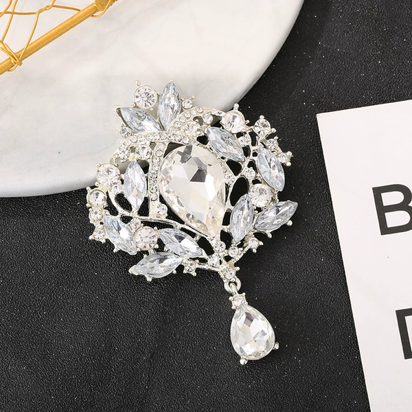 Crystal chest flower-silver