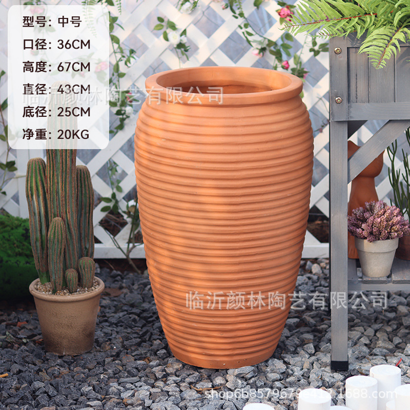 Paisaje de maceta de cerámica roja gran maceta de cerámica roja ventilada maceta de adobe jardín decoración gran maceta de cerámica plantación de flores