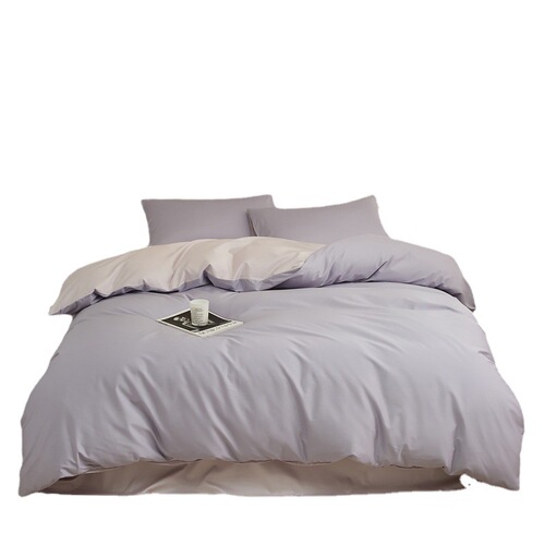 Light luxury Category A maternal and infant grade 60-count pure cotton four-piece long-staple cotton solid color dormitory bed three-piece cotton quilt cover
