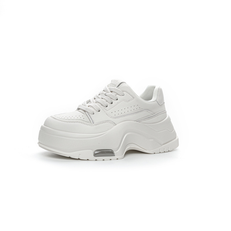 Genuine Leather Height-increasing Thick-soled White Shoes For Women, 2025 Spring New Versatile Casual Shoes, Air-cushioned Loafers, Celebrity Sneakers_vogvips.com