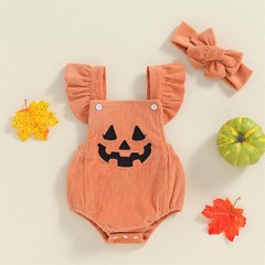 アマゾン速売通クロスボーダー電気商は子供のハロウィンのカボチャのプリントのしわを提供しています。