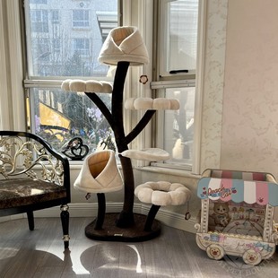Cat Rack Flower Cat Climbing Rack Medium Large Cat Jumping Platform Cat Nest Integrated Sisal Grinding Claw Cat Grab Column Light Luxury and Practical Foreign