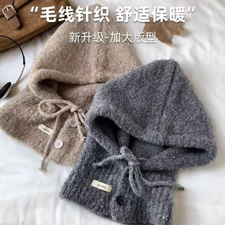 韓国のバラクラクの帽子の女性の冬の保温のマフラーの一体の帽子のマフラーのマフラーのマフラーのマフラーのニットの毛糸の帽子は国境を越えます。|undefined