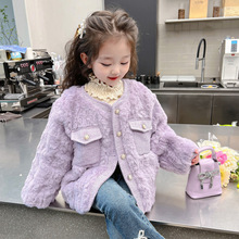 女童秋装外套2025新款洋气女宝宝秋冬小香风羊羔绒儿童冬季毛毛衣