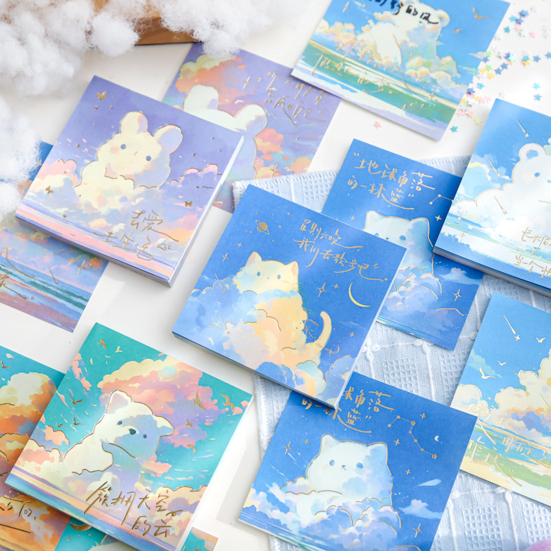 Papel Sr. Tres paquetes de notas de estampado de oro completo de la serie de nubes de roaming blues mensaje tema de notas