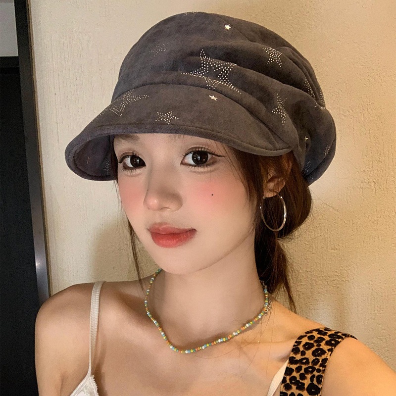 日系覆古星星软檐贝雷帽女y2k显脸小休闲百搭时髦显脸小画家帽子|undefined