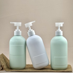 Popular Pet Caviar Shampoo and Shower Gel Plastic Dispensing Bottle 500ml Press Stripesd Lotion Round Bottle Wholesale
