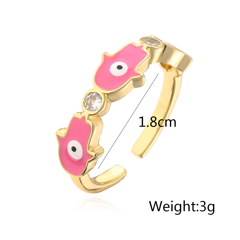 Fashion Glasses Copper Inlay Zircon Open Ring 1 Piece