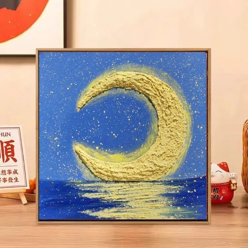 diy数字肌理画30*30批发摆摊手作店石英砂治愈手绘填充风景装饰画|undefined